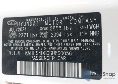 2025 Hyundai Elantra Sel Convenience z USA, uszkodzony, nr VIN KMHLS4DG0SU860056